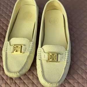 Tory Burch white loafers gentle worn